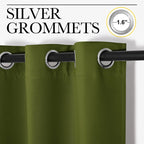 NICETOWN Christmas Window Decoration Thermal Insulated Solid Grommet Blackout Curtains/Drapes for Living Room (1 Pair, 42 by 63 inches, Olive Green)