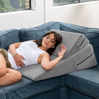 Avana Micro-Velvet Slant Combo 12” & 7” Height - Firm Density Bed Wedge Set for Back and Knee Support