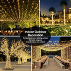 200 FT 500 LED Christmas Lights Outdoor Decorations Super Long Fairy Lights Waterproof 8 Modes Timer Clear Wire String Lights for Outside House Tree Patio Yard Wedding Party Holiday-Warm White