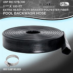 U.S. Pool Supply Pool Backwash Hose 1 1/2 Inch Diameter x 100 Feet - Discharge Hose for Pump, Sand Filter & Sump Pump Hoses - Burst Resistant Lay Flat Drainage Hoses for Inground & Above Ground Pools
