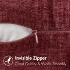 MIULEE Pack of 2 Christmas Wine Red Couch Throw Pillow Covers 18x18 Inch Soft Chenille Pillow Covers for Sofa Living Room Solid Dyed Pillow Cases