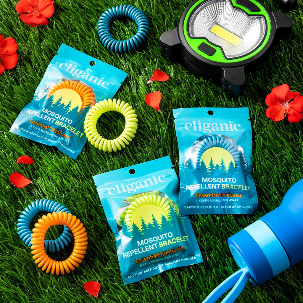 Cliganic 25 Pack Mosquito Repellent Bracelets, DEET-Free Bands, Individually Wrapped (Packaging May Vary)