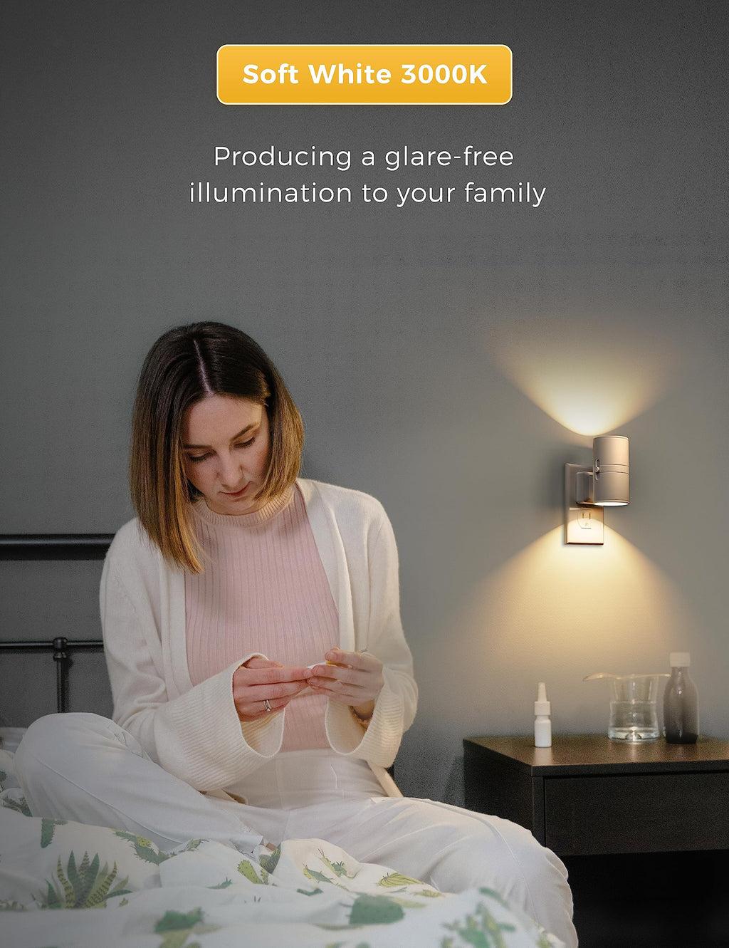 L LOHAS LED Night Light Plug in, Night Lights Plug into Wall, Light Sensor, 0-100LM, Soft White 3000K, Dimmable Night Light, Modern Night Light for Hallway Bedroom Stairway, 2 Pack