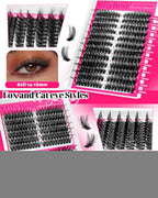 MilyBest 4 Styles Lash Clusters Kit 864Pcs Eyelash Clusters Lash Kit Volume Lashes Clusters D Curl DIY Individual False Eyelashes with 2 Bond&Seal Wispy Bulk Cluster Eyelash Extensions Kit De Pestañas