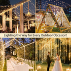 suddus Christmas Lights Outdoor,66 ft 200 LED Warm White String Lights,White Fairy Lights with Remote for Wedding, Garden, Trees, Christmas, Backyard Decorations