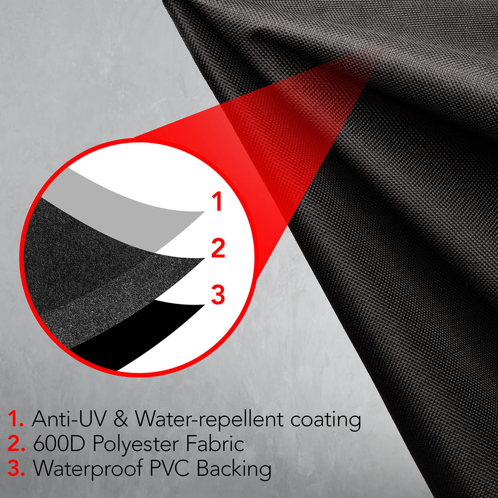 GrillTough Heavy Duty BBQ Grill Cover for Outdoor Grill, 52 Inch – Waterproof, Weather Resistant, UV & Fade Resistant with Adjustable Straps – Gas Grill Cover for Weber, Genesis, Charbroil, etc. Black