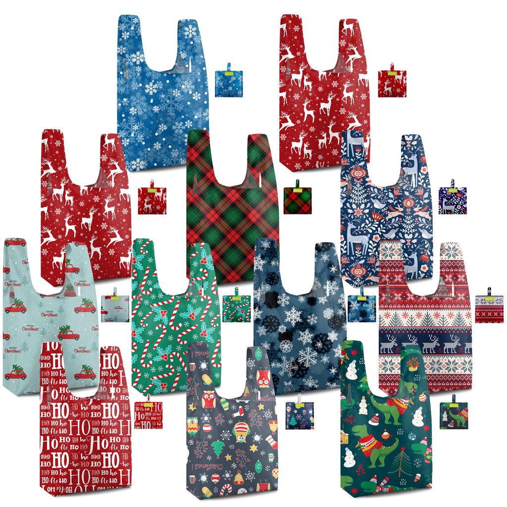 BeeGreen Christmas Gifts Reusable Grocery Bags Bulk 12 Pack Wholesale Reusable Shopping Bags X-Large 50LBS, Machine Washable Kitchen Reusable Bags Heavy Duty, Foldable Bags for Shopping