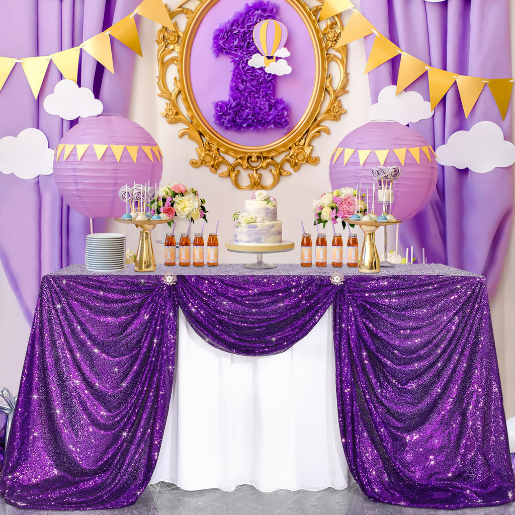 Sparkly Purple Sequin Tablecloth Mermaid Tablecloth Halloween Glitter Table Overlay Bridal Shower Decorations Christmas Rectangular Tablecloths 50x80 Inch