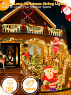 BrightChristmas 1000 LED 328 FT Christmas Lights, Waterproof Outdoor String Lights with Remote and Timer, Christmas Tree Lights with 8 Modes Dimmable, Fairy Lights for Holiday Decor (Warm White)
