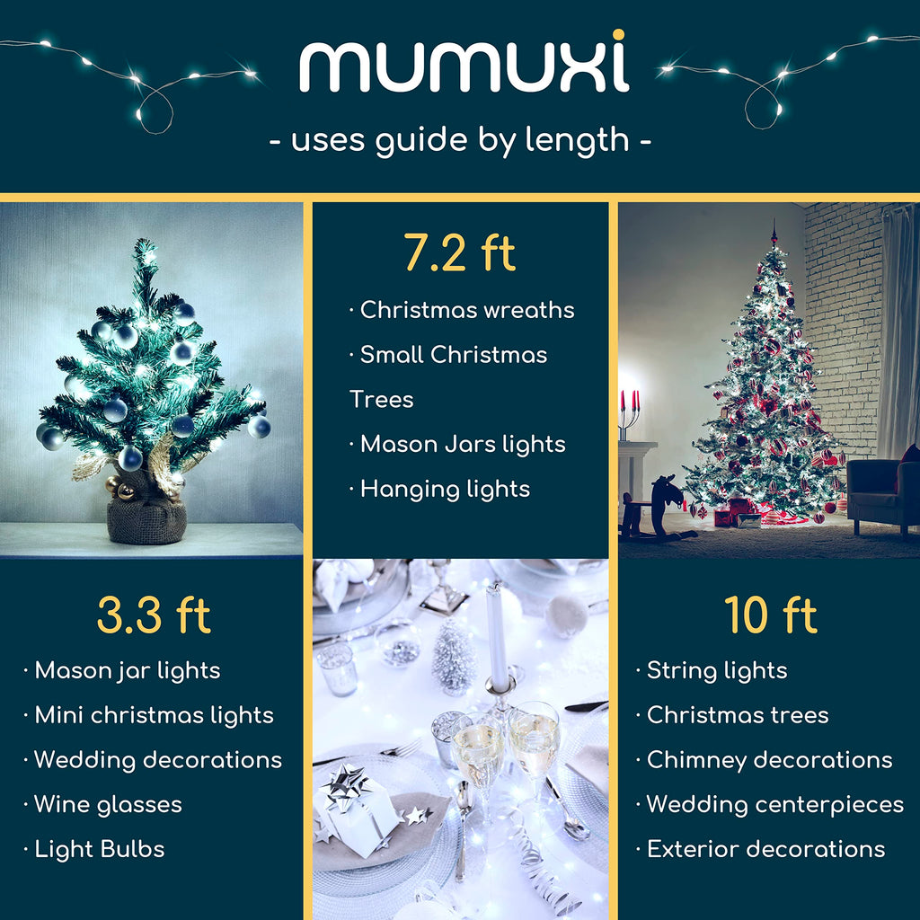 MUMUXI LED Fairy Lights Battery Operated String Lights [24 Pack] 7.2ft 20 Battery Powered LED Lights | Mini Lights, Centerpiece Table Decorations, Wedding Party Bedroom Mason Jar Christmas, Cool White