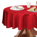 Obstal 210 GSM Round Red Table Cloth - 60 Inch - Oil-Proof Spill-Proof and Water Resistance Microfiber Tablecloth, Decorative Fabric Table Cover for Christmas Holiday Party (Rio Red, 60 Inch Diameter)
