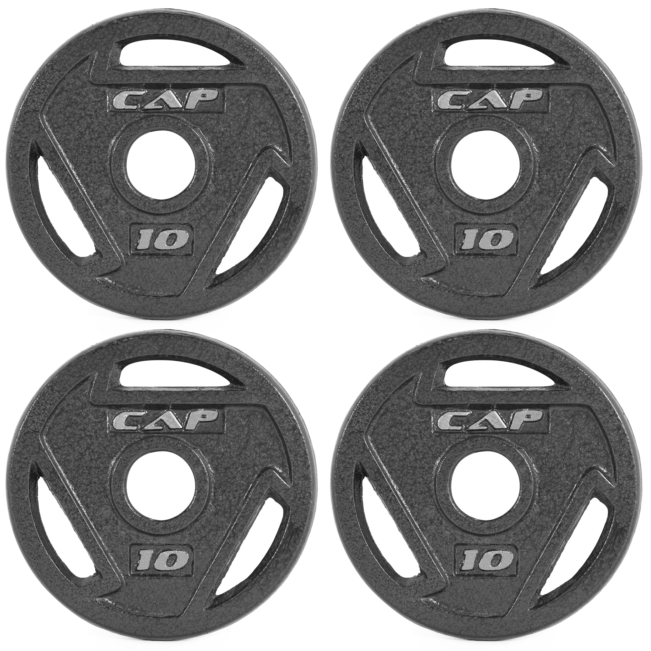 CAP Barbell 2-Inch Olympic Grip Weight Plate, 10 lb, Set of 4,Black