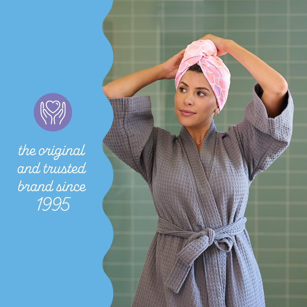 Turbie Twist Microfiber Hair Towel Wrap - The Original Quick Dry, Anti-Frizz Turban Towel for Thick, Long, and Curly Hair - Bathroom Essential for Women, Men, and Kids - Mermaid - 2 Pack