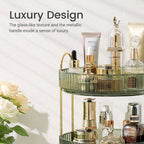 Rotating Makeup Organizer for Vanity, Skin Care Perfume Organizers Large Capacity, Bathroom Counter Organizer for Make Up Cosmetic Lipstick, Clear Spinning Organizer Perfume Holder (3 Tiers, Green)