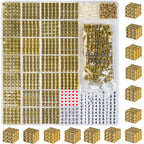 DoDoBeads Gold Letter Beads for Bracelets - 1270Pcs Square Acrylic A-Z with Extra Vowels, Numbers and Spacers - Ideal for Necklaces and Friendship Kits