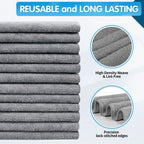 FIXSMITH Grey Microfiber Cleaning Cloth -Pack of 12, Highly Absorbent Cleaning Rags, 16"X12" All Purpose Cleaning Towels for Housekeeping, Kitchen, Car, Lint Free and Reusable Microfiber Towels