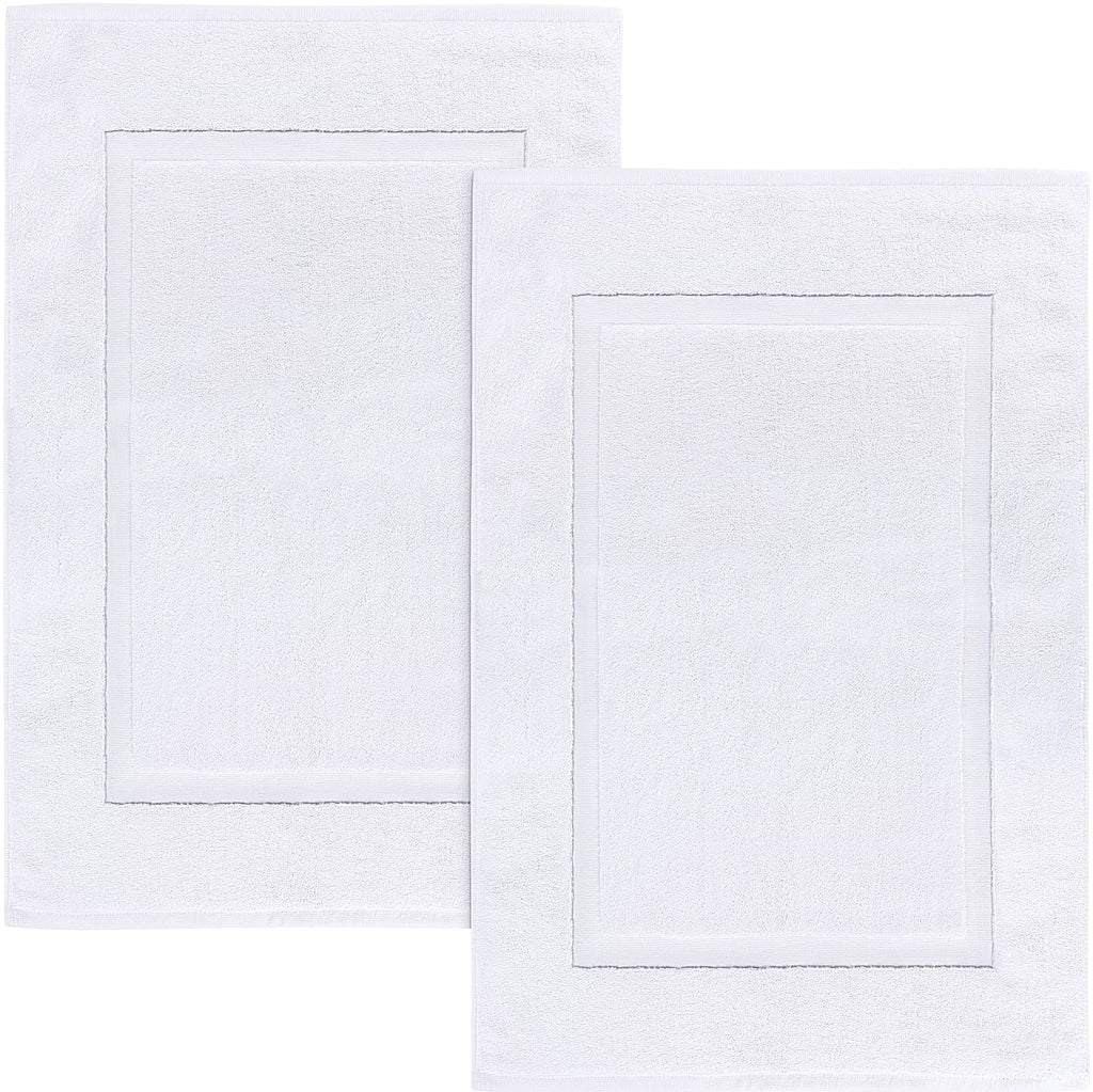 Utopia Towels Cotton Banded Rug Bath Mats, [Not a Bathroom Rug] 21x34 Inches, 100% Ring Spun Cotton - Highly Absorbent and Machine Washable Shower Bathroom Floor Towel, White, 2 Pack