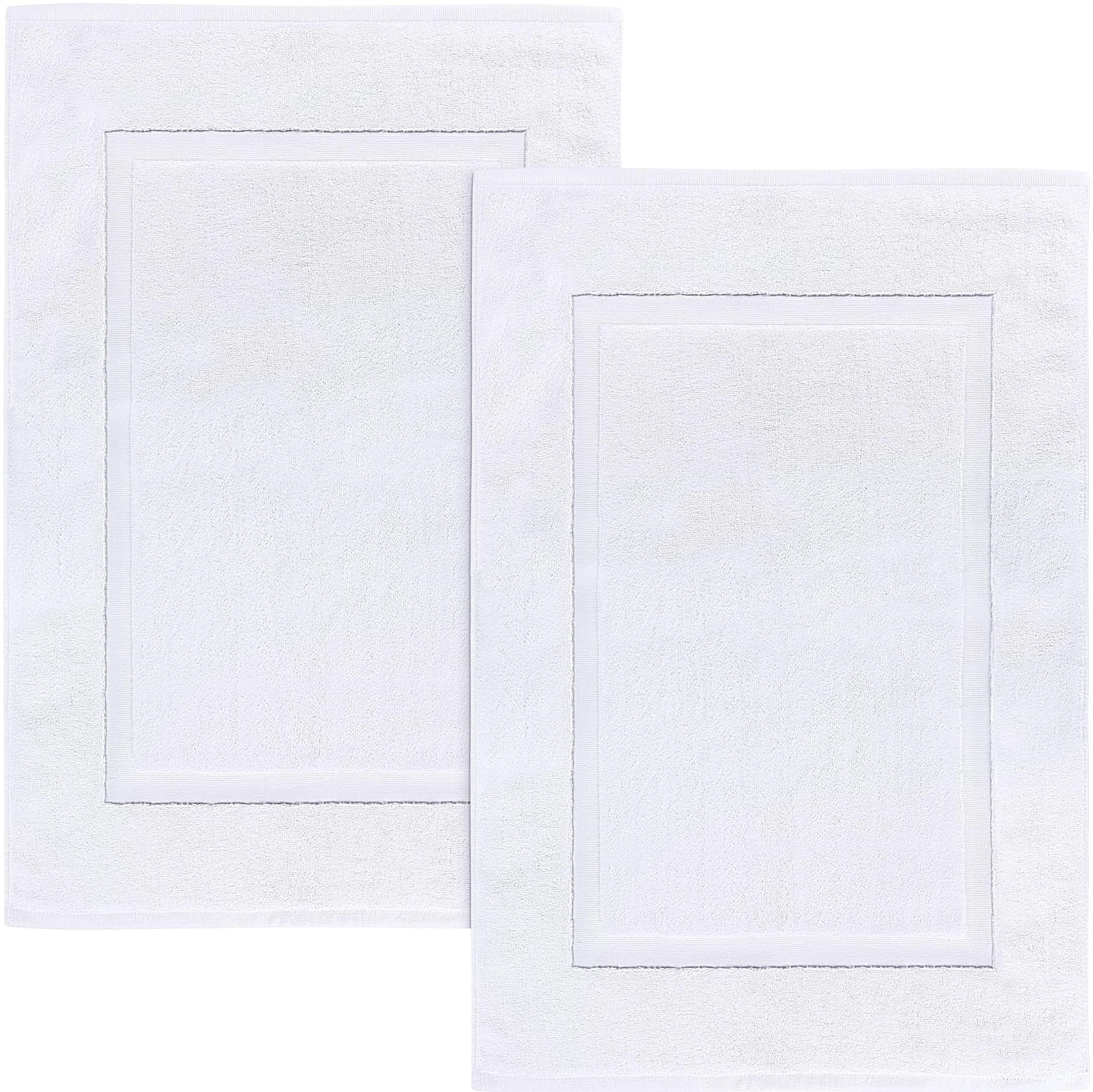 Utopia Towels Cotton Banded Rug Bath Mats, [Not a Bathroom Rug] 21x34 Inches, 100% Ring Spun Cotton - Highly Absorbent and Machine Washable Shower Bathroom Floor Towel, White, 2 Pack