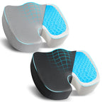 EcoNour Gel Seat Cushions for Office Chairs (2 Pack) | Tailbone Pain Relief Cushion for Sciatica | Memory Foam Seat Cushion for Long Sitting - Orthopedic Cushion for Office, Gaming Chair & Car Seat