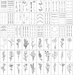 TATUWST Realistic Temporary Tattoos - 60 Sheets Tiny Small Removable Tattoos, 30 Pcs Inspirational Quotes Words Tattoos, 30 Pcs Wild Flower Ink Line Botanical Floral Leaf Tattoo Stickers for Women