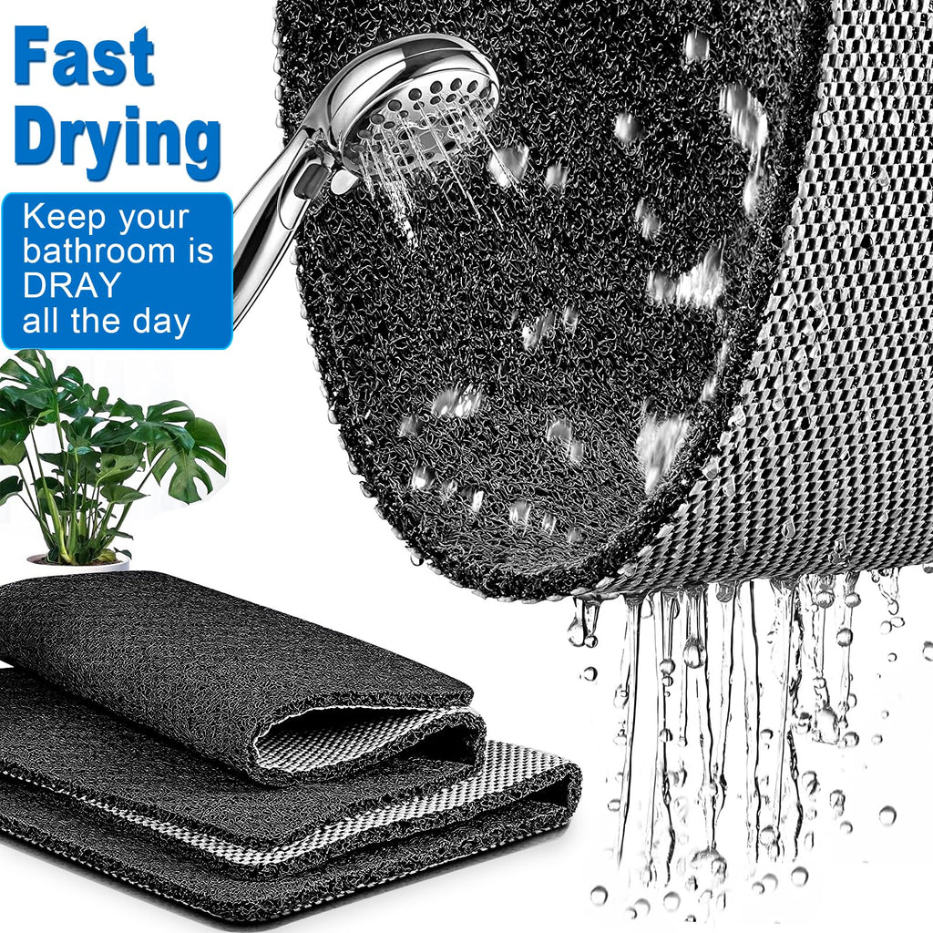 Shower Mats Non Slip for Elderly, 23.2x31.1’’Lager Loofah Non Slip Shower Mat, Loofah Bath Mats for Shower, Non Slip Bath/Shower Mat for Elderly-Black