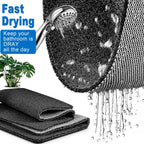 Shower Mats Non Slip for Elderly, 23.2x31.1’’Lager Loofah Non Slip Shower Mat, Loofah Bath Mats for Shower, Non Slip Bath/Shower Mat for Elderly-Black