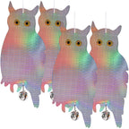 Dyvicl Fake Owl Hanging Reflective Owl for Woodpecker Deterrent 4 Pack
