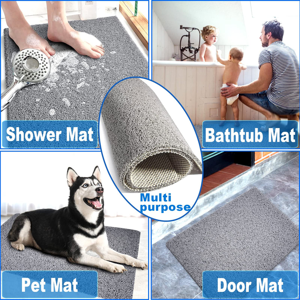 Shower Mats Non Slip for Elderly, 16x24’Lager Loofah Non Slip Shower Mat, Loofah Bath Mats for Shower, Non Slip Bath/Shower Mat for Elderly-Grey