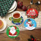 igoodom 8 PCS Christmas Diamond Art Coasters Kit, Diamond Painting Coasters with Holder, Non Slip Coaster Art Supplies for Adults, Christmas Gift