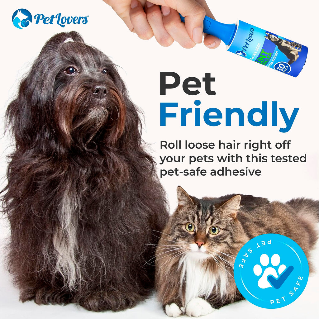 PetLovers Mini Lint Rollers for Travel 4 Pack - Small Sized Lint Removers for Easy Portability, Great for Pet Hair and Debri Pickup