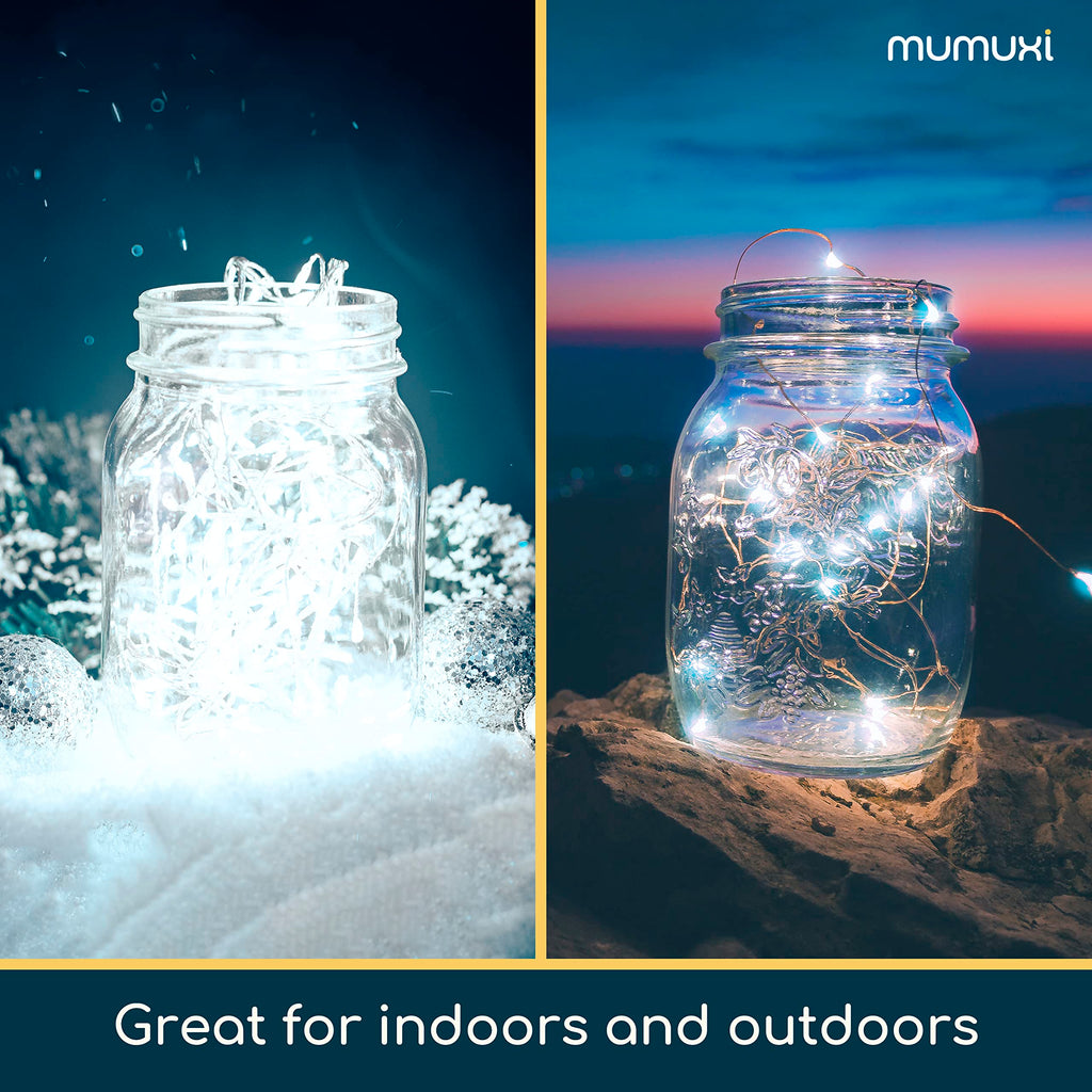 MUMUXI LED Fairy Lights Battery Operated String Lights [24 Pack] 7.2ft 20 Battery Powered LED Lights | Mini Lights, Centerpiece Table Decorations, Wedding Party Bedroom Mason Jar Christmas, Cool White