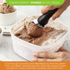 Spring Chef Heavy Duty Ice Cream Scoop with Comfortable Handle - Professional Ice Cream Scooper for Gelato, Sorbet, Cookie Dough, Melon, Frozen Yogurt - Dishwasher Safe Metal Kitchen Tool - Black