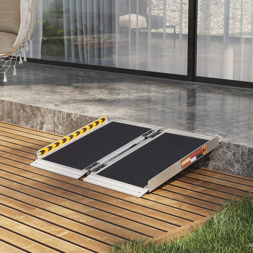 ORFORD Non-Skid Foldable Wheelchair Ramp 2FT, Threshold Ramp with a Non-Slip Surface, Portable Aluminum Foldable Mobility Scooter Ramp, for Home, Steps, Stairs, Doorways, Curbs