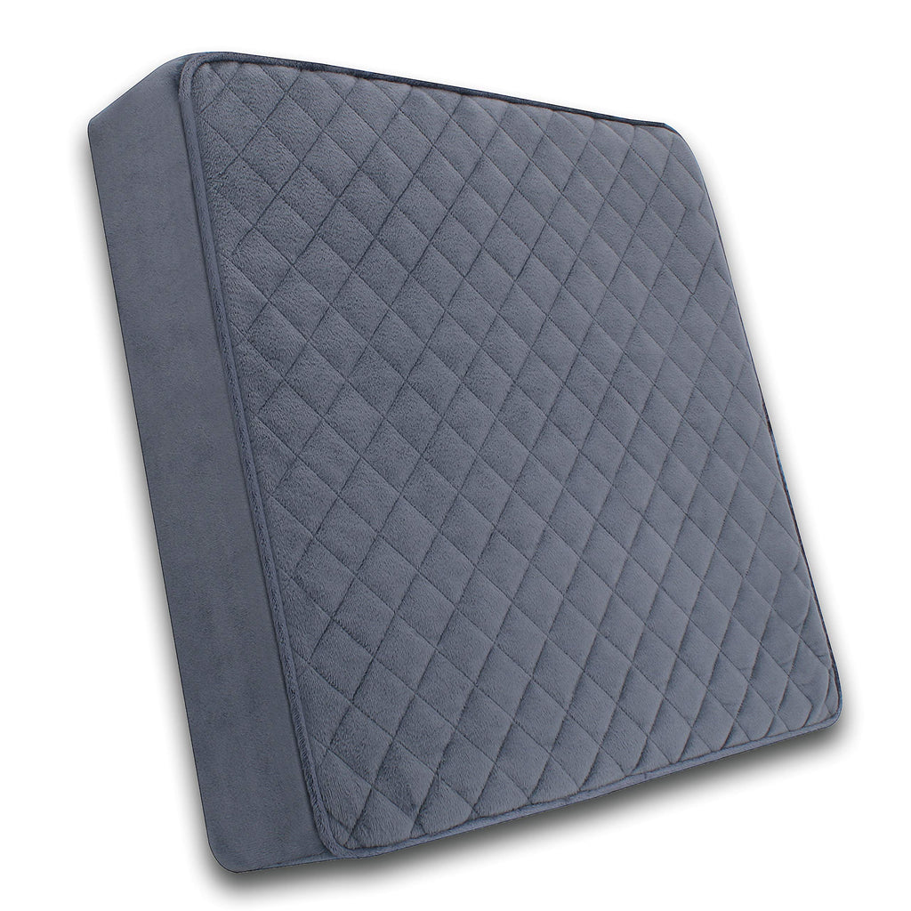 COMFORTANZA Medium-Soft 20x20x3 Memory Foam Recliner Chair Seat Cushion for Long Sitting - Armchair Pad with Washable Velvety Cover with Waterproof Layer & Non-Slip Base for Seniors & Elderly - Gray