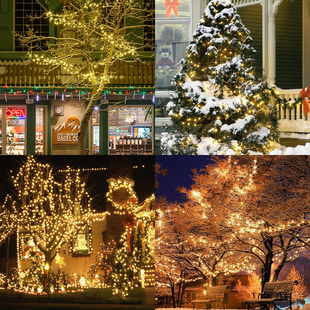 WATERGLIDE Extra Long 328 FT Fairy String Lights, 1000 LED Outdoor Christmas Lights, Green PVC Copper Wire Lights, Plug in 8 Modes & Waterproof for Xmas Tree Holiday Wedding Party Decor, Warm White