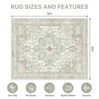 48"x60" Office Chair Mat for Hardwood Tile Floor, Under Desk Carpet Protector for Rolling Computer Chair Mat, Machine Washable Area Rug, Anti-Slip 1/5" Thick Low Pile Thin Vinyl Floor Mat, Mint