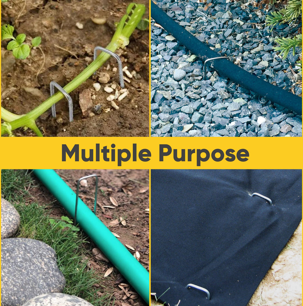 BzBirds USA Made 200 Pack Landscape Staples 6 inch 11 Gauge Garden Stakes Galvanized SOD Pins | Lawn Stakes for Weed Barrier Fabric Ground Cover Holding Fence Christmas Decorations Irrigation Tubing