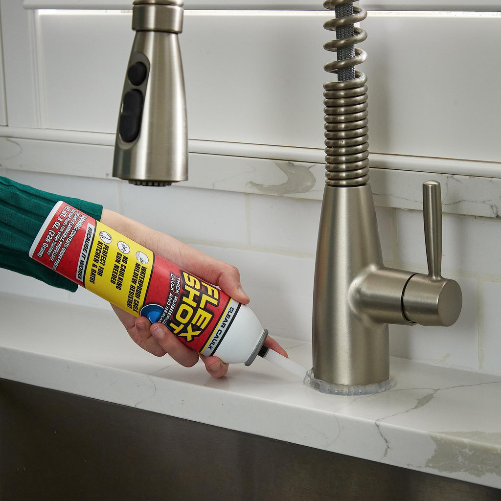 FLEX SHOT Rubber Adhesive Sealant Caulk, 8-oz, Clear
