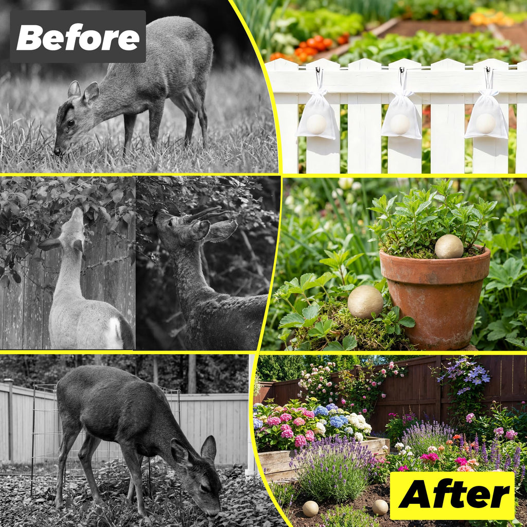 Atindirey Deer & Rabbit Repellent Balls- Outdoor Animal Deterrent for Garden, Yard, Trees & Plants | Natural, Long-Lasting | Safe for Pets, Kids, Flowers & Vegetables (12PCS)