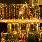 Ollny Christmas Lights 800 LED 262 FT Plug in, IP67 Waterproof Green Wire Outdoor Christmas Lights with Remote, 8 Modes and Timer Christmas Tree Lights for House Indoor Xmas Decorations (Warm White)