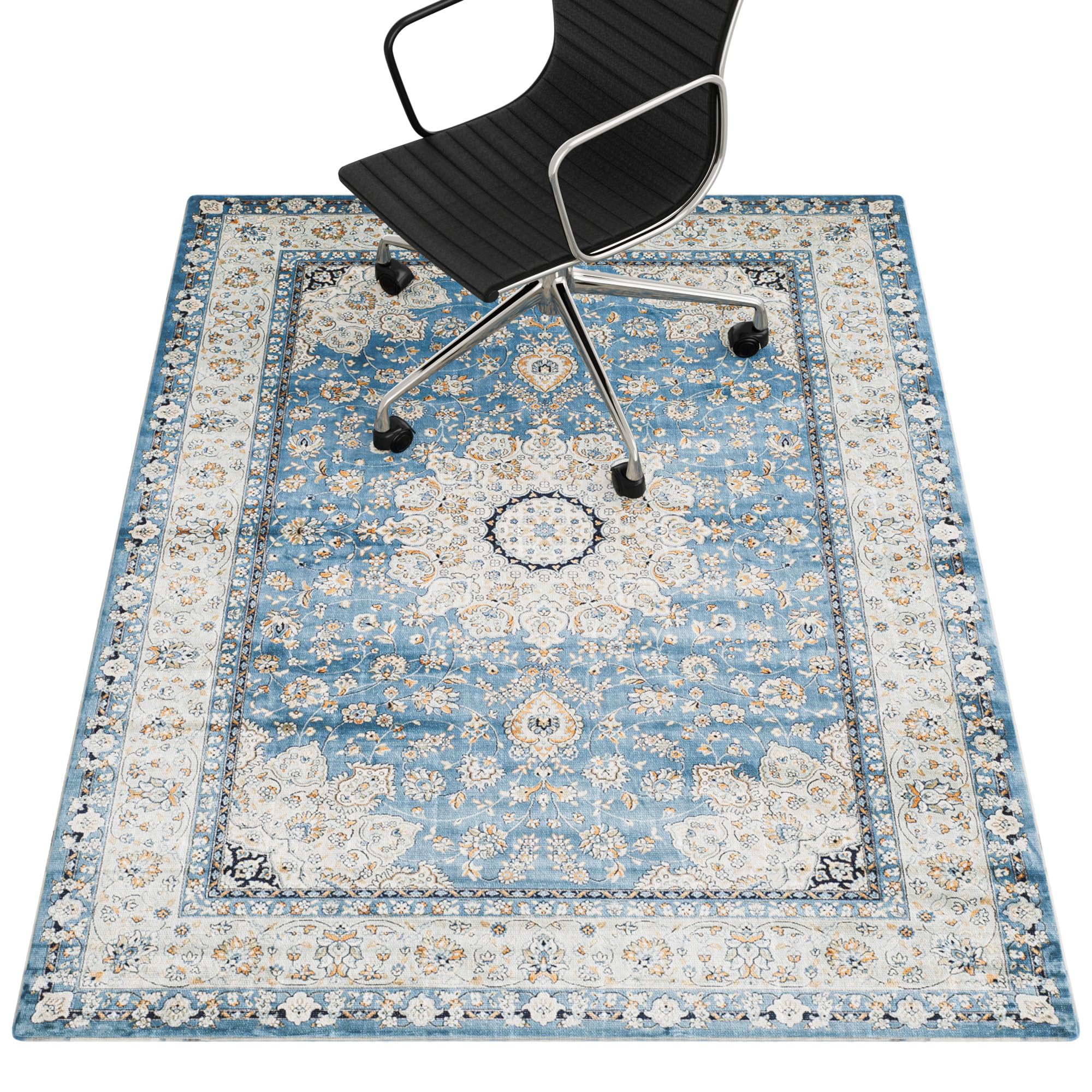 PROHALO Office Chair Mat for Hardwood Floor - 48"x60" Non Slip Under Desk Mat - Blue
