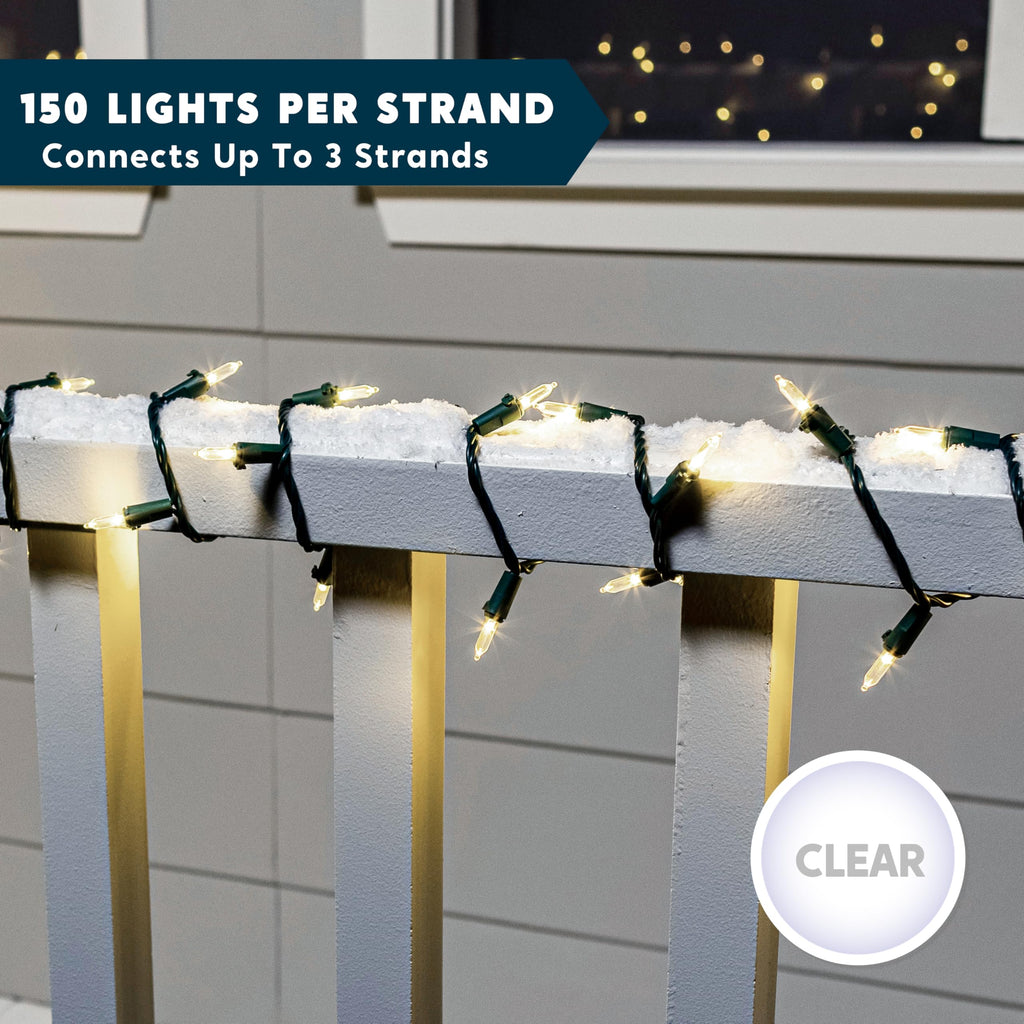 Joiedomi Clear Christmas Lights Outdoor,150 Count Christmas Tree Lights,38.7FT Warm White String Lights with Green Wire,Xmas Decorations for Indoor Party House Garden Yard Home