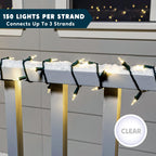 Joiedomi Clear Christmas Lights Outdoor,150 Count Christmas Tree Lights,38.7FT Warm White String Lights with Green Wire,Xmas Decorations for Indoor Party House Garden Yard Home