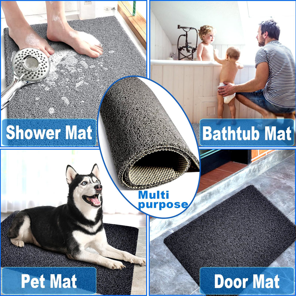 Shower Mats Non Slip for Elderly, 23.2x31.1’’Lager Loofah Non Slip Shower Mat, Loofah Bath Mats for Shower, Non Slip Bath/Shower Mat for Elderly-Black