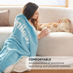 Bedsure Get Well Gifts for Women - After Surgery Blanket with Inspirational Words Sympathy Gift for Elderly Adults Hug Soft Fleece Healing Blanket Letter Blue 50x60 Inch