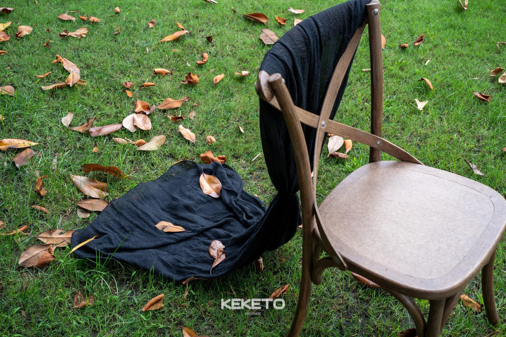 Keketo 6pcs Halloween Table Runner Black Cheesecloth Gauze Rustic Premium Cotton Cheese Cloth Table Runner 120 Inch 10 FT for Wedding Bridal Baby Shower Long Sheer Boho Christmas Decorations