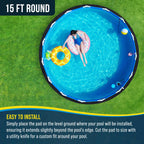 U.S. Pool Supply Ground Shield 15-Foot Round Heavy Duty Pool Liner Pad for Above Ground Swimming Pools - Protects Pool Liner, Prevents Punctures, Weed Barrier, Eco-Friendly Fabric - Extends Liner Life