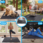 Upgraded 80 * 80inch Square Hot Tub Mat, Extra Large Inflatable Hot Tub Pad Outdoor Indoor, Waterproof Slip-Proof Backing, Absorbent Spa Pool Ground Base Flooring Protector Mat