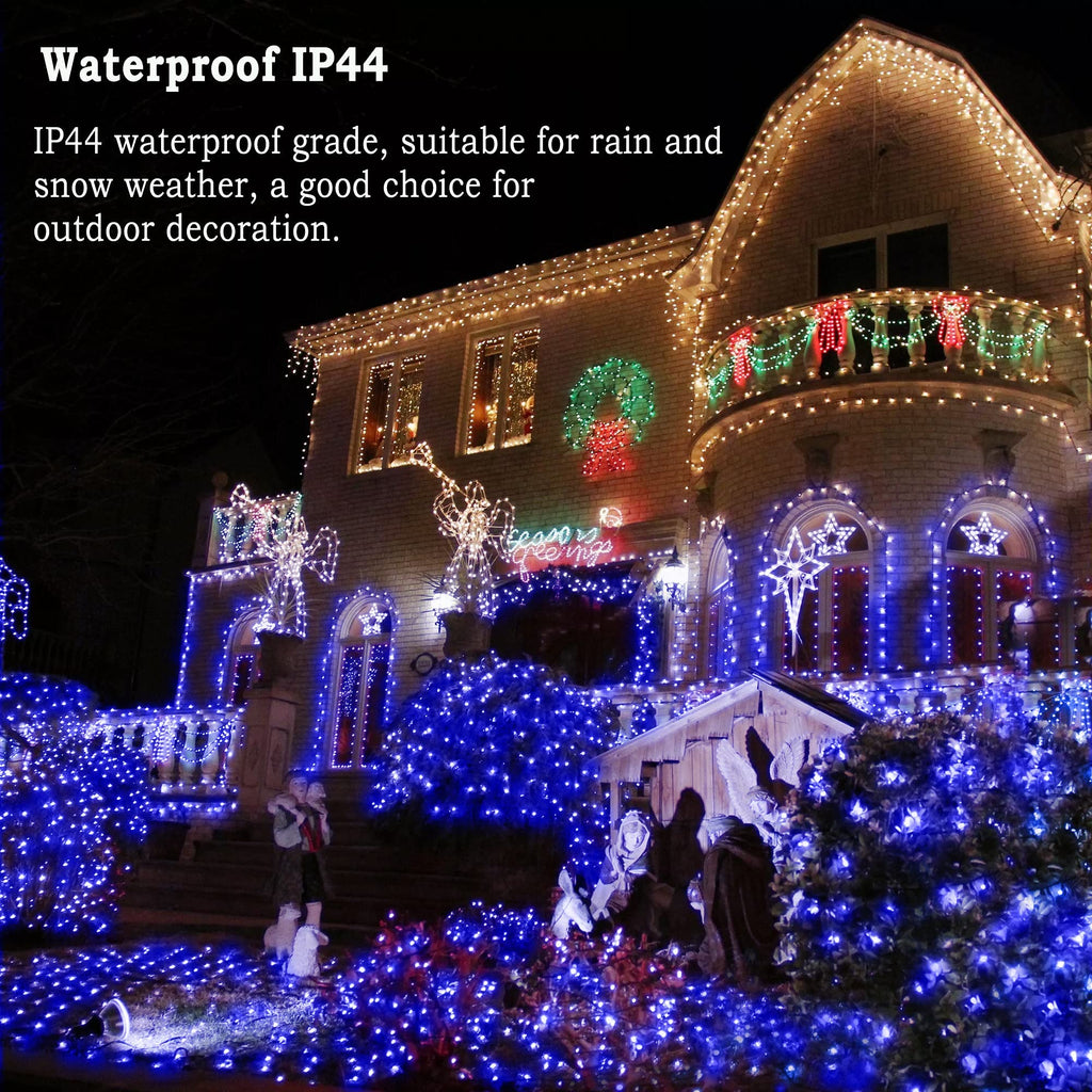 KNONEW 403ft 1000 LED String Lights Outdoor Christmas Lights 8 Modes & Timer Fairy Light Plug in Waterproof LED String Lights for Xmas Yard Tree Wedding Party Holiday Decorations (Blue)