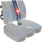 FORTEM Office Chair Cushion and Back Support for Office Chair, Lumbar Support Pillow, Memory Foam, Non Slip Sitting and Back Rest for Gaming, Car Seat Cushion, Chair Pad